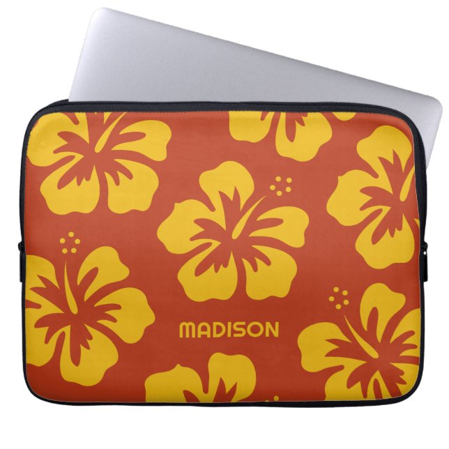 Custom Name Hibiscus Laptop Sleeve (Front)