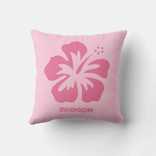 Custom Name Hibiscus Throw Pillow