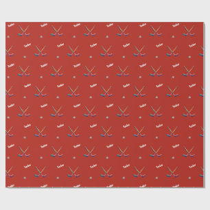 Custom Name Hockey Wrapping Paper
