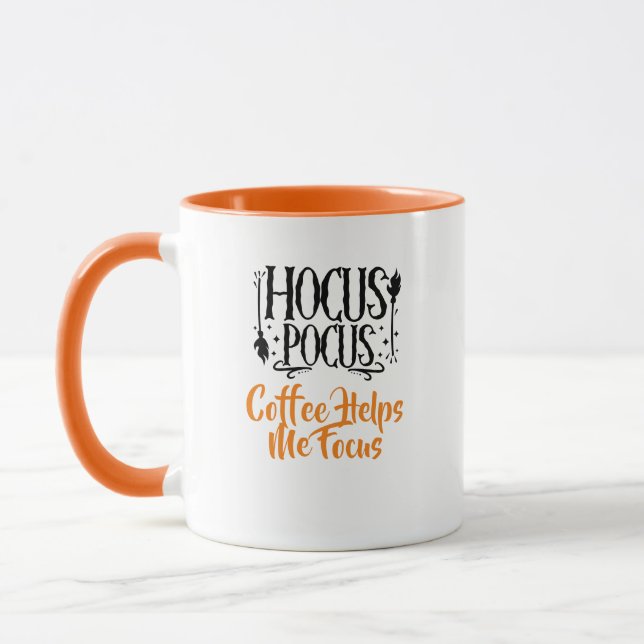 Custom Name 'Hocus Pocus Coffee Helps me Focus' Mug (Left)