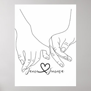 Custom name Holding hand line   Poster