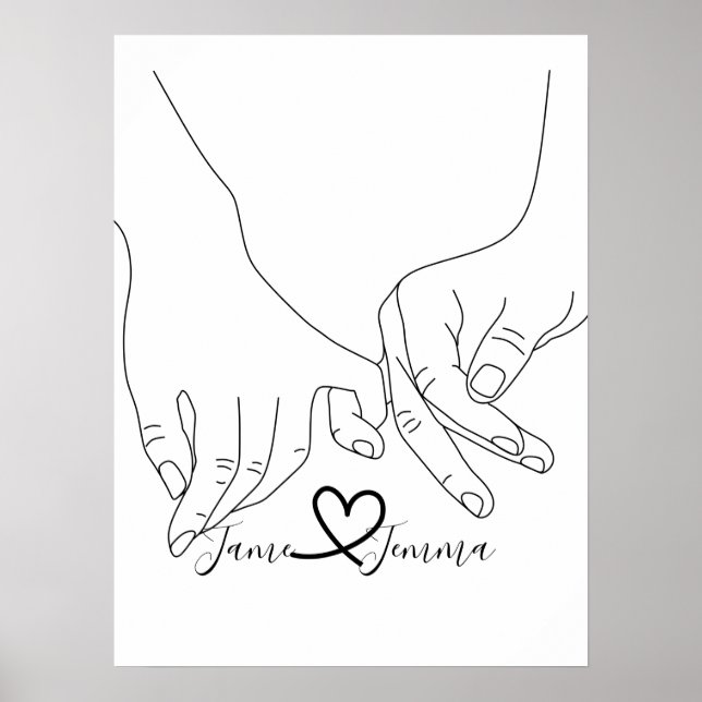 Custom name Holding hand line   Poster (Front)