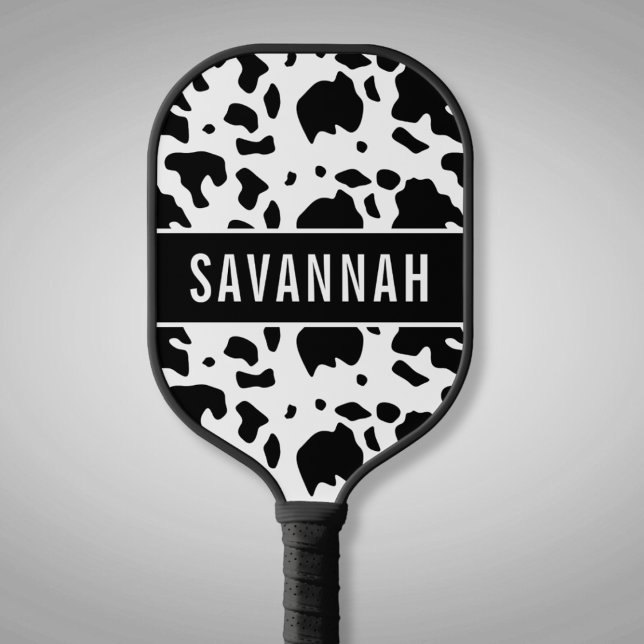 Custom Name Holstein Cow Animal Print Pattern Pickleball Paddle (Creator Uploaded)