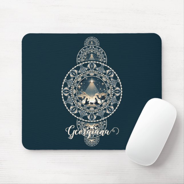Custom Name Holy Star of Wonder Ornamental Mandala Mouse Pad (With Mouse)