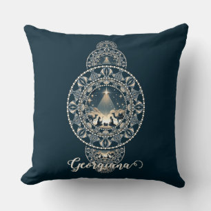 Custom Name Holy Star of Wonder Ornamental Mandala Throw Pillow