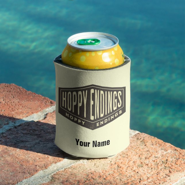 Custom Name Hoppy Endings Beer Bottle Cooler (In Situ Pool)