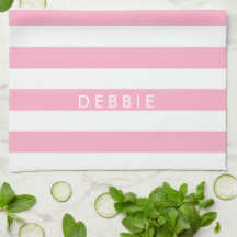 Custom name horizontal stripes pink & white