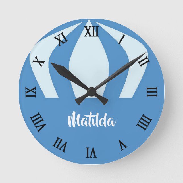 Custom name hot air balloon round clock (Front)