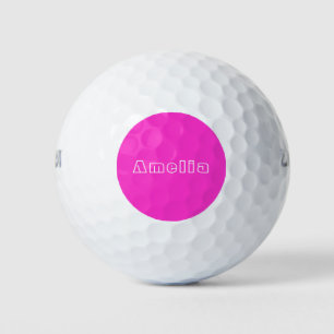 Custom Name Hot Pink Simple Golf Balls