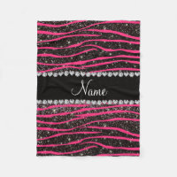 Custom name hot pink zebra stripes black glitter