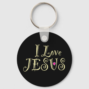 Custom Name ‘I Love Jesus’ Christian Quote Keychain