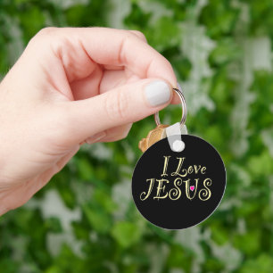Custom Name ‘I Love Jesus’ Christian Quote Keychain