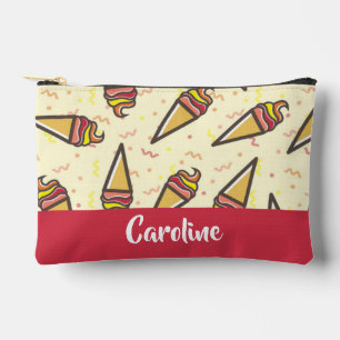 Custom name ice cream pattern accessory pouch