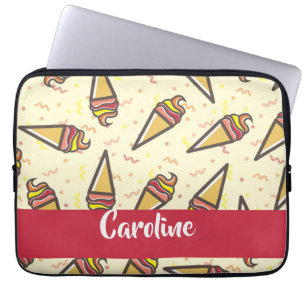 Custom name ice cream pattern laptop sleeve