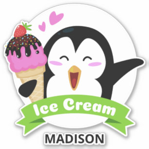 Custom name Ice Cream Penguin