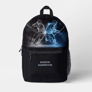 Custom Name Ice Hockey Printed Backpack