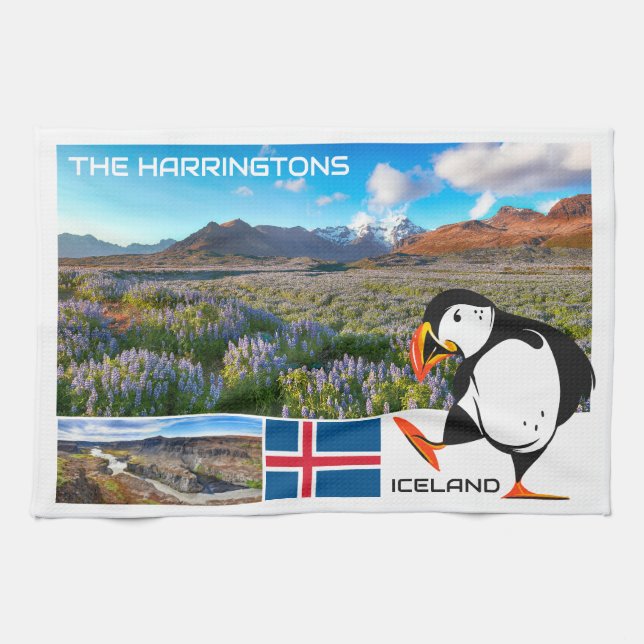 Custom Name Iceland Kitchen Towel (Horizontal)