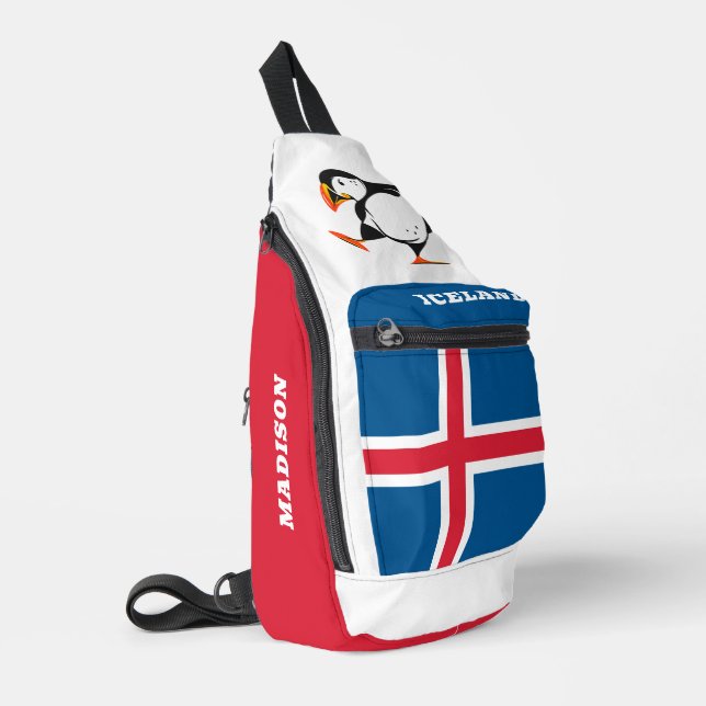 Custom Name Iceland Puffin Sling Bag (Left Corner)