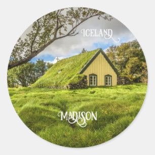 Custom Name Icelandic Turf Church Classic Round Sticker