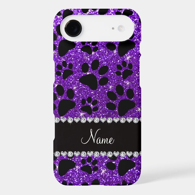 Custom name indigo purple glitter black dog paws Case-Mate iPhone case (Back)