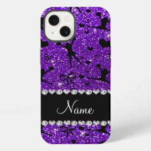 Custom name indigo purple glitter cheerleading iPhone 13 case