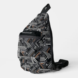 Custom Name Industrial Pattern Sling Bag