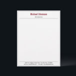 Custom Name Info Address Personalized Letterhead<br><div class="desc">Custom Colours and Fonts - Simple Personalized Letterhead with Your Business Name Adress Contact Information Professional Design Letter head - Add Your Name - Company / Address / Contact Information / More - Choose / add your favourite elements and text colours / fonts / size ! Resize and move or...</div>