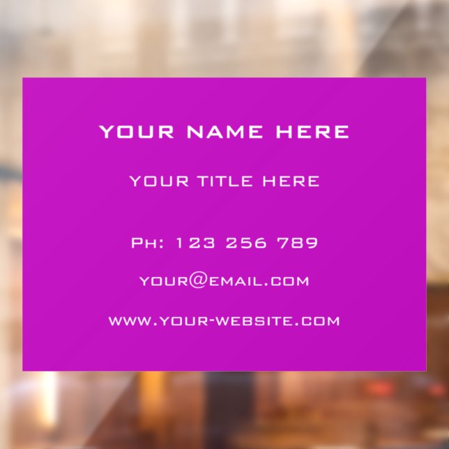 Custom Name Info Text Font and Colours Window Clin Window Cling (Sheet 2)