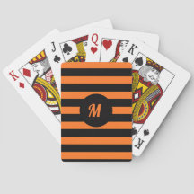 Custom Name Initial Black & Orange Stripes