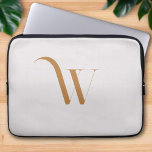 Custom Name Initial l Clean Beige & Brown Script  Laptop Sleeve<br><div class="desc">These designs often feature personalized monograms that use the individual's initials or name,  making it a unique product. The natural wood colours used in the designs are also eye-catching and provide a fresh,  modern look.</div>