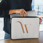 Custom Name Initial l Clean Beige & Brown Script  Laptop Sleeve<br><div class="desc">These designs often feature personalized monograms that use the individual's initials or name,  making it a unique product. The natural wood colours used in the designs are also eye-catching and provide a fresh,  modern look.</div>
