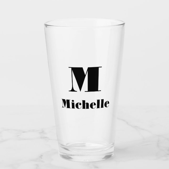 Custom Name Initial Solid Colour  Glass (Front)