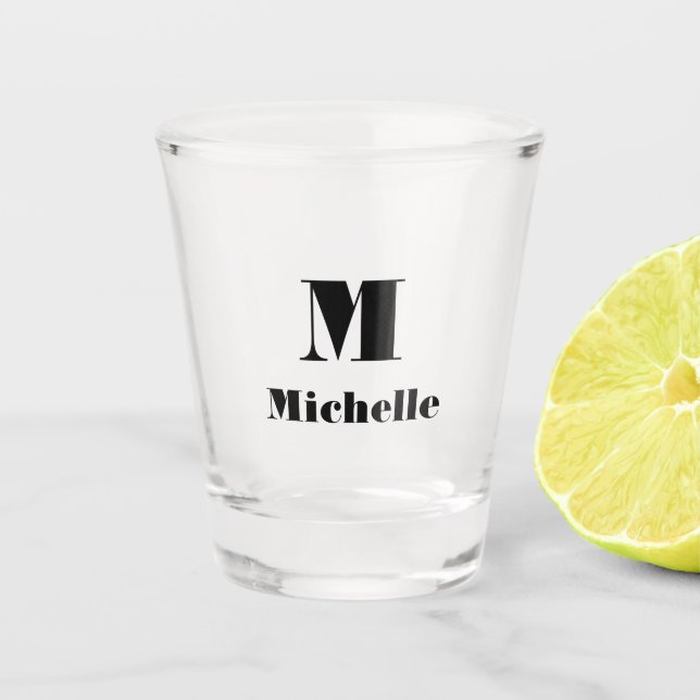 Custom Name Initial Solid Colour  Shot Glass (Front)