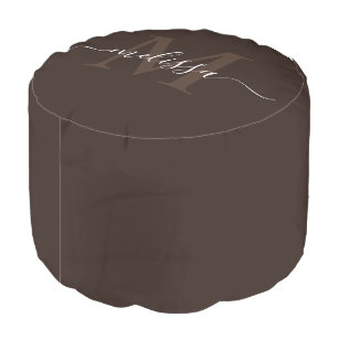 Custom Name Initial Solid Espresso Brown colour Pouf