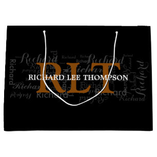 custom name & initials personalized typography large gift bag