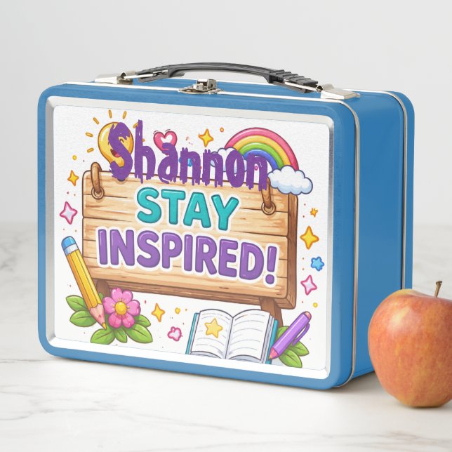 Custom Name Inspirational Quote Unisex Metal Lunch Box (In Situ)