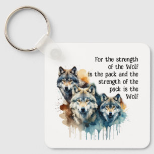 Custom Name Inspirational Wolf Quote Strength Pack Keychain