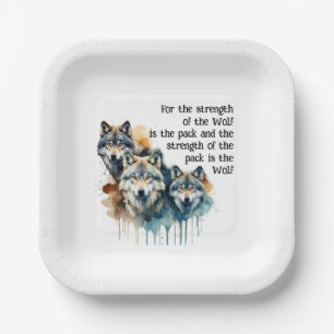 Custom Name Inspirational Wolf Quote Strength Pack Paper Plate