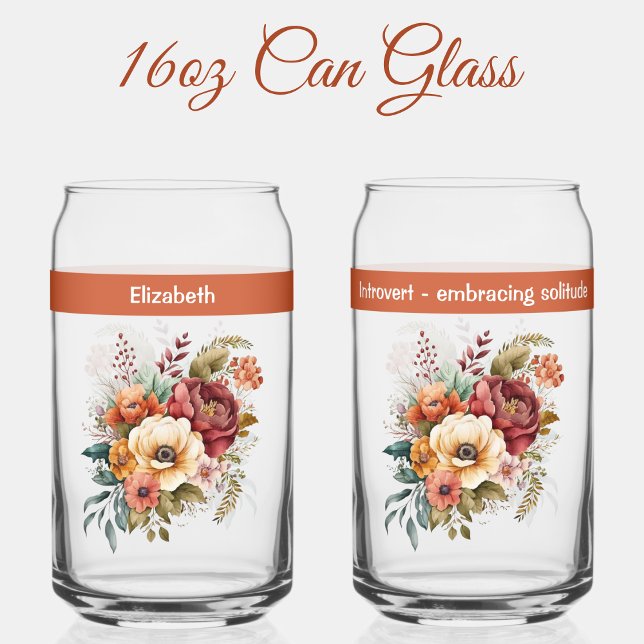 Custom name introvert solitude flowers orange can glass (Creator Uploaded)