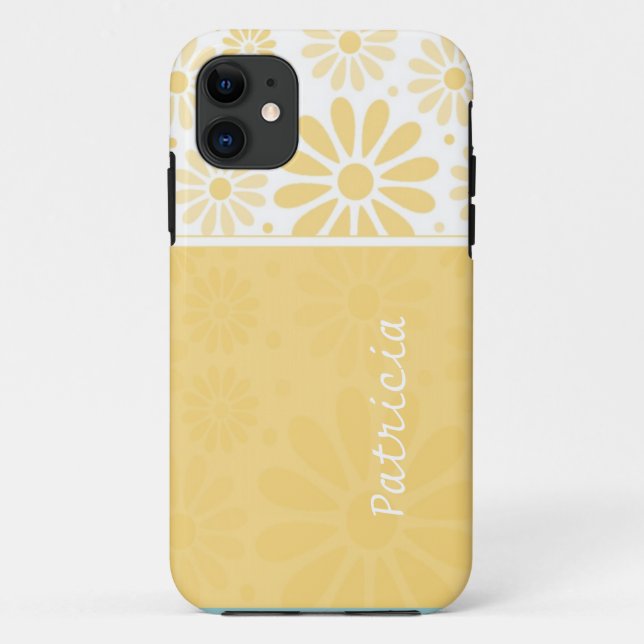 Custom Name iPhone 5 Case - Yellow Floral Pattern (Back)