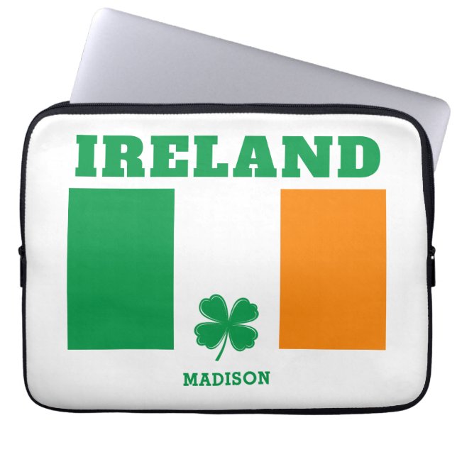 Custom Name Ireland Laptop Sleeve (Front)