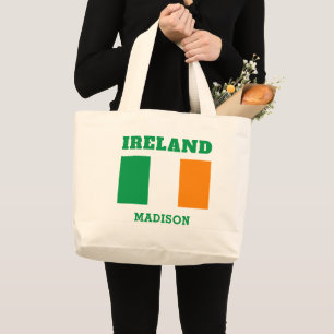 Custom Name Ireland Large Tote Bag