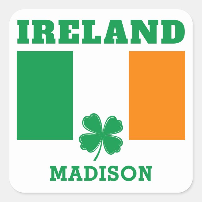 Custom Name Ireland Square Sticker (Front)