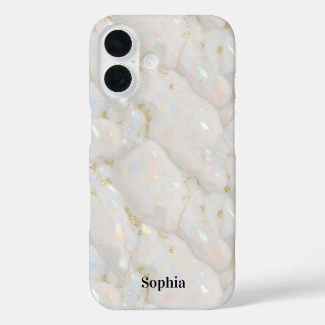 Custom Name Iridescent Opal Stone  Case-Mate iPhone Case (Back)