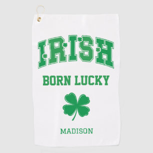Custom Name Irish Born Lucky Golf Towel