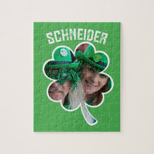 Custom Name Irish clover photo St Patricks Day Jigsaw Puzzle