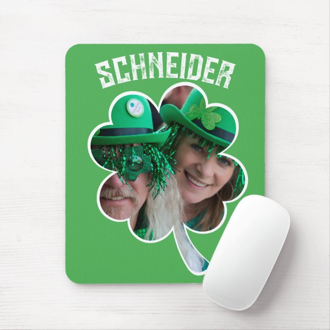 Custom Name Irish clover photo St Patricks Day Mouse Pad (With Mouse)