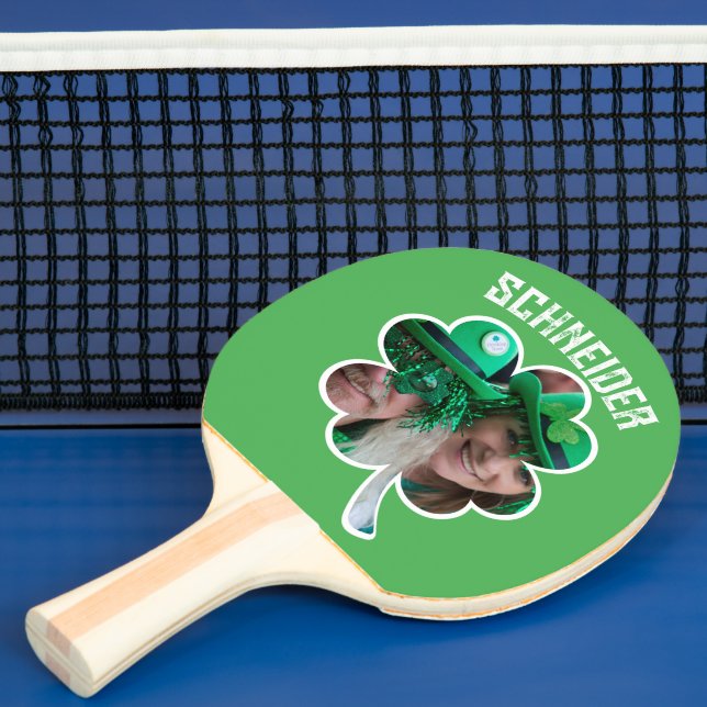 Custom Name Irish clover photo St Patricks Day Ping Pong Paddle (Insitu)