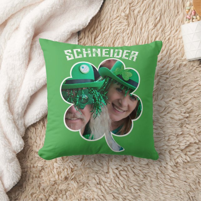 Custom Name Irish clover photo St Patricks Day Throw Pillow (Blanket)