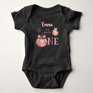 Custom Name is a Spooky One Pinkoween Girl Baby Bodysuit